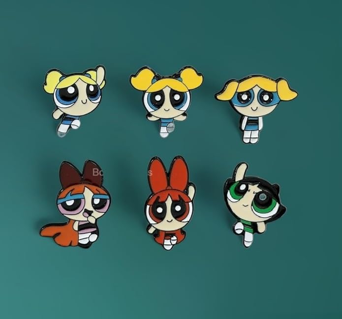 Powerpuff Girls Enamel Lapel Pin Badge - Costume Badge Cosplay Badge, Brooch for Backpack Badge for Fans Gift (6 pcs)