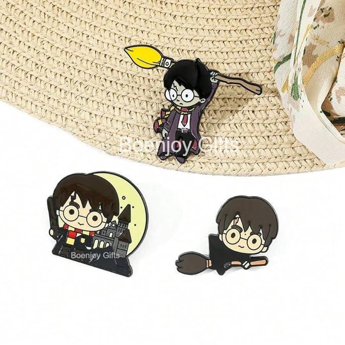 Harry Potter Enamel Lapel Pin Badge - Costume Badge Cosplay Badge, Brooch for Backpack Badge for Fans Gift, 3 pcs