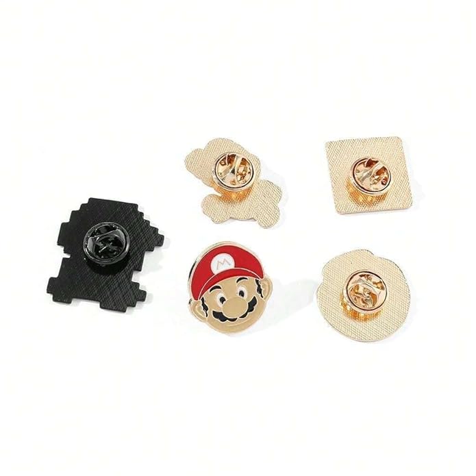 Super Mario Lapel Pin Badge - Costume Badge Cosplay Badge, Brooch for Backpack Badge Pin for Fans Gift (5 pcs)