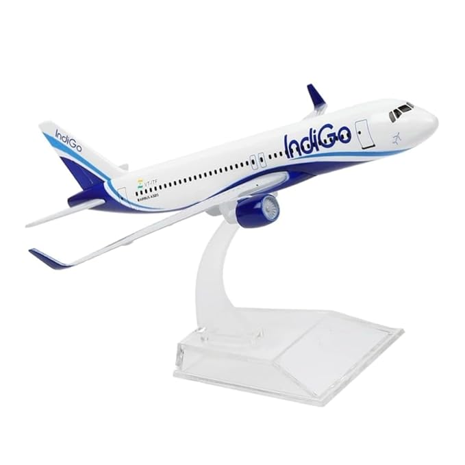 Indigo Airline Model Aircraft, Aeroplane Diecast Collection Decor, Highly Detailed Airways, 16 cm