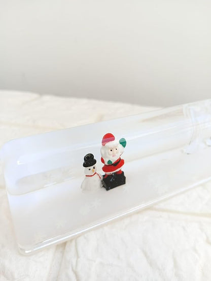 Floating Pen Stand and Desk Showpiece, Liquid-Filled Pen Holder, Decorative for Office and Home, Study, or Workspace (Santa Claus & Christmas Snowman White) Size- 15X5 CM