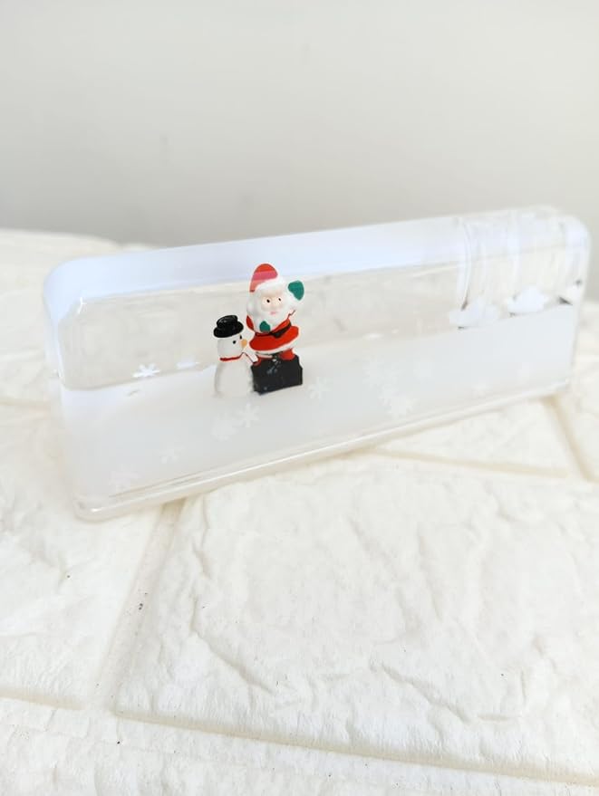 Floating Pen Stand and Desk Showpiece, Liquid-Filled Pen Holder, Decorative for Office and Home, Study, or Workspace (Santa Claus & Christmas Snowman White) Size- 15X5 CM