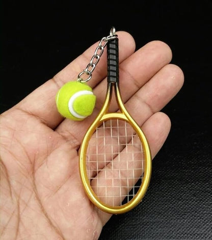 Badminton Sports Keychain Metal| Hanging Keyring Suitable for Bag Charm, Car Keychain, Bike Keychain (Yellow)