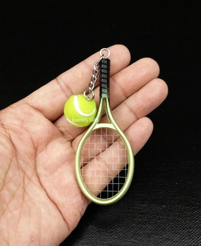 Badminton Sports Keychain Metal| Hanging Keyring Suitable for Bag Charm, Car Keychain, Bike Keychain (Green)