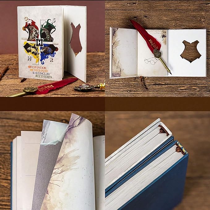 1 pc Harry Potter Hardcover Journal Dairy, Vintage Writing Paper Notebook, 92 sheets (192 Pages) Size 5 * 7 inch (Blue)