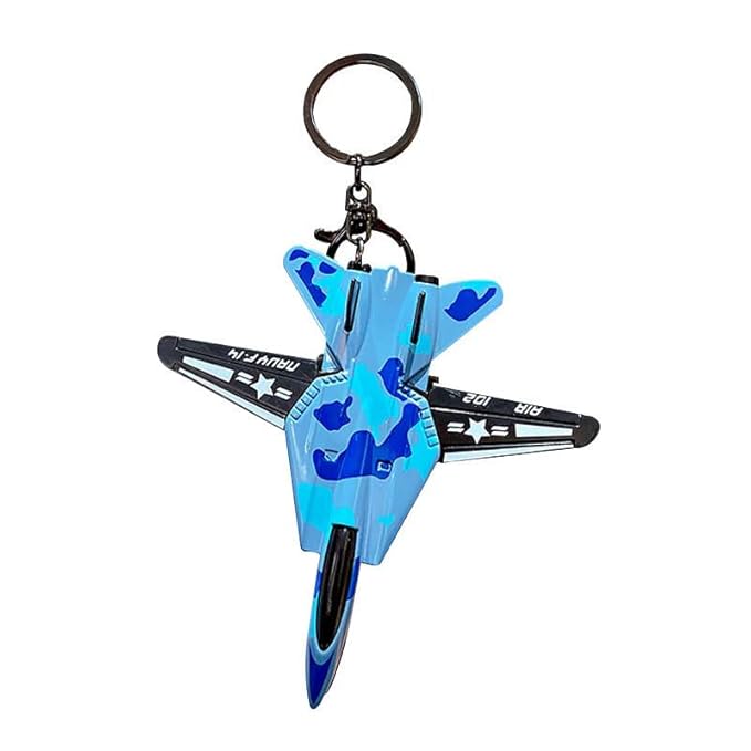 Military Aircraft Metal Toy with Key Hook Keychain Suitable for Bag, Car, Bike Keychain, Showpice for Kids & Adults (Blue)