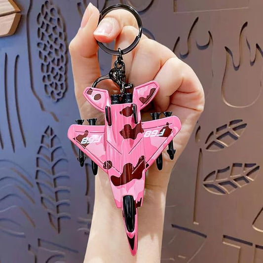 Military Aircraft Metal Toy with Key Hook Keychain Suitable for Bag, Car, Bike Keychain, Showpice for Kids & Adults (Pink)