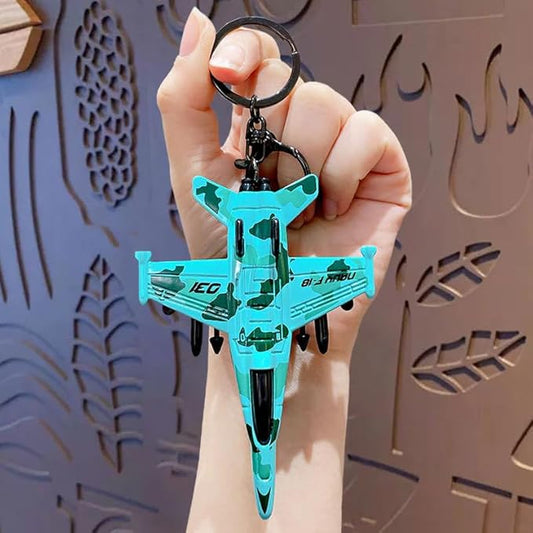 Military Aircraft Metal Toy with Key Hook Keychain Suitable for Bag, Car, Bike Keychain, Showpice for Kids & Adults (Green)