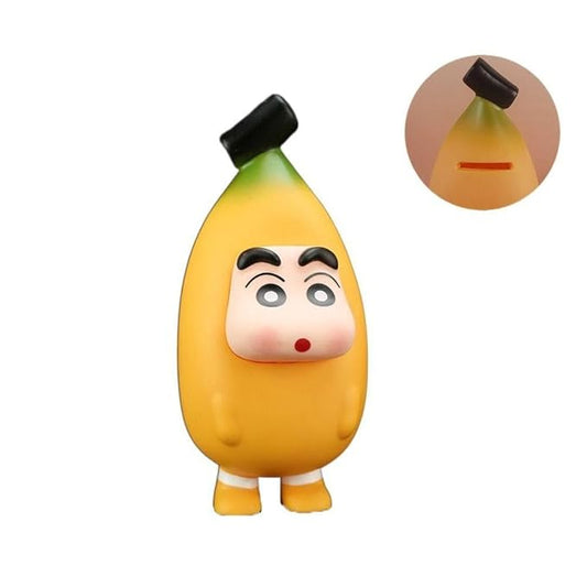 Anime shinchan Banana Piggy Bank action figure toys for Car Dashboard, Study Table, Office Desk, Car Decoration - Gift for Fans and Collectors | 1 pcs