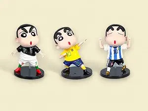 Anime shinchan Messi Ronaldo Neymar action figure toys for Car Dashboard, Study Table, Office Desk, Car Decoration - Gift for Fans and Collectors | Style B, 3 pcs