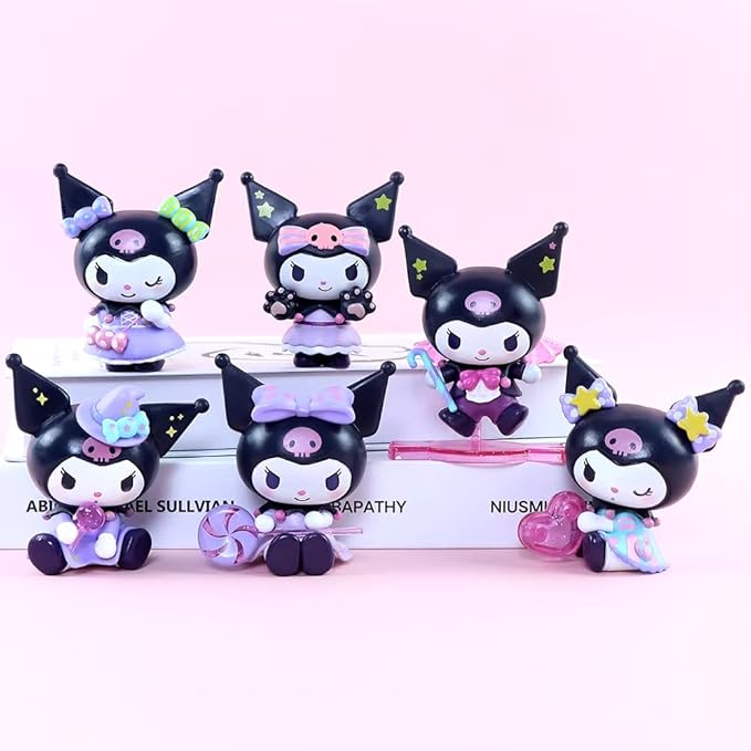 Hello Kitty Kuromi action figure toys for Car Dashboard, Study Table, Office Desk Decoration - Gift for Fans and Collectors| 6 pcs