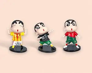 Anime shinchan Messi Ronaldo Neymar action figure toys for Car Dashboard, Study Table, Office Desk, Car Decoration - Gift for Fans and Collectors | Style A, 3 pcs