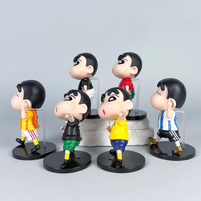 Anime shinchan Messi Ronaldo Neymar action figure toys for Car Dashboard, Study Table, Office Desk, Car Decoration - Gift for Fans and Collectors | Style B, 3 pcs