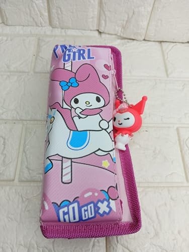 Hello Kitty Kuromi Pencil Case, 3D Embossed, Stationery Case, Pen Pouch Student Layers Pencil | Pen Pouch for Teen Boy Girl| Pink