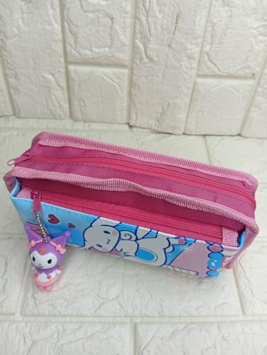 Hello Kitty Kuromi Pencil Case, 3D Embossed, Stationery Case, Pen Pouch Student Layers Pencil | Pen Pouch for Teen Boy Girl| Pink