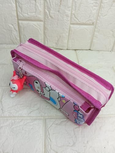 Hello Kitty Kuromi Pencil Case, 3D Embossed, Stationery Case, Pen Pouch Student Layers Pencil | Pen Pouch for Teen Boy Girl| Pink