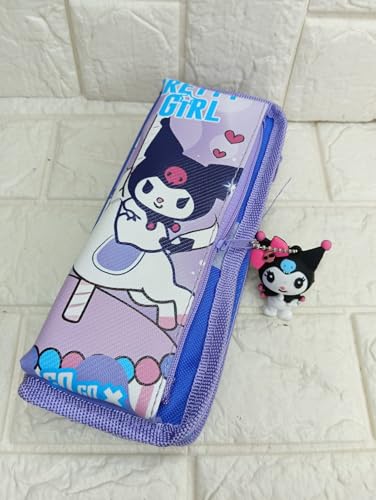 Hello Kitty Kuromi Pencil Case, 3D Embossed, Stationery Case, Pen Pouch Student Layers Pencil | Pen Pouch for Teen Boy Girl| Black