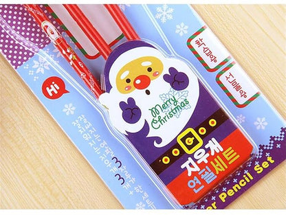 Christmas Pencils with Christmas Mini Erasers Xmas Wood Pencils for Kids Xmas School Supplies, Party Favors, Classroom Rewards (Pack of 3)9 Pieces