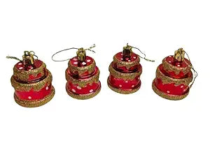 Christmas Tree Ornament Pendant Decoration Best for Hanging Tree Home Decor Office Decor Crunch Decor- 4 Pieces | Size 8 to 10 Cm