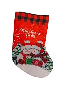 Christmas Stocking Gift Bag, Medium Size, Santa Claus Gift Candy Socks, Hanging Ornament for Christmas Eve | Size 15x10 inches | Styel B