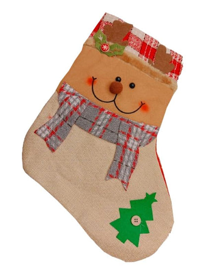 Christmas Stocking Gift Bag, Medium Size, Santa Claus Gift Candy Socks, Hanging Ornament for Christmas Eve | Size 15x10 inches (Stye C)