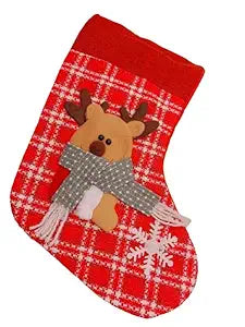 Christmas Stocking Gift Bag, Medium Size, Santa Claus Gift Candy Socks, Hanging Ornament for Christmas Eve | Size 15x10 inches | Style L