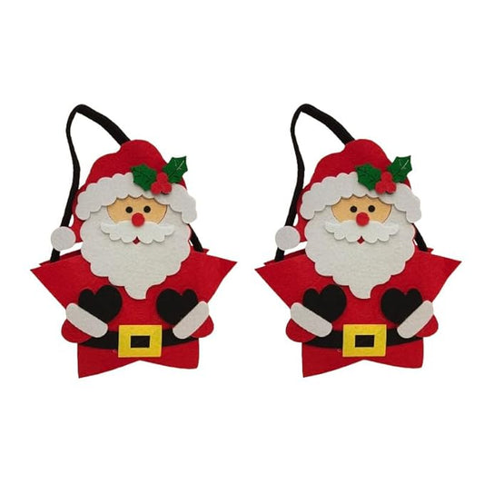 Set of 2 Christmas Gift Bag Kids Candy Handbag Xmas Party Decoration | Size Approx 22x16 cm