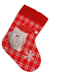 Christmas Stocking Gift Bag, Medium Size, Santa Claus Gift Candy Socks, Hanging Ornament for Christmas Eve | Size 15x10 inches | Style K