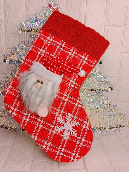 Christmas Stocking Gift Bag, Medium Size, Santa Claus Gift Candy Socks, Hanging Ornament for Christmas Eve | Size 15x10 inches | Style K