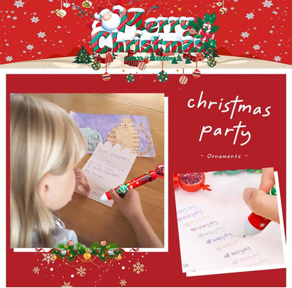 4 pcs Christmas Ballpoint Pens, Ballpoint Pen with Christmas Motif, 10-in-1 Retractable Roller Ball Multicoloured Pens, Office School Supplies Students Children Gift