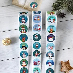 500 Pieces Each | 1 Inch Christmas Stickers in 8 Designs Roll for Envelope/Round Sticker Self Adhesive Tag Seals Labels for Holiday Greeting, Gifting, Gift Decorations Set of 3