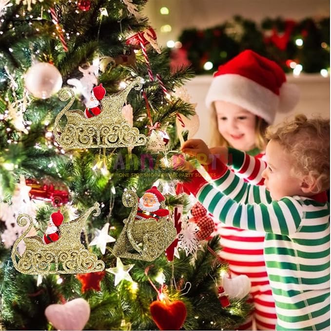 Baby Santa on a Sledge Christmas Scene Decorations Christmas Home Decorations Gifts- 1 Pieces | Size 12 x 9 Cm
