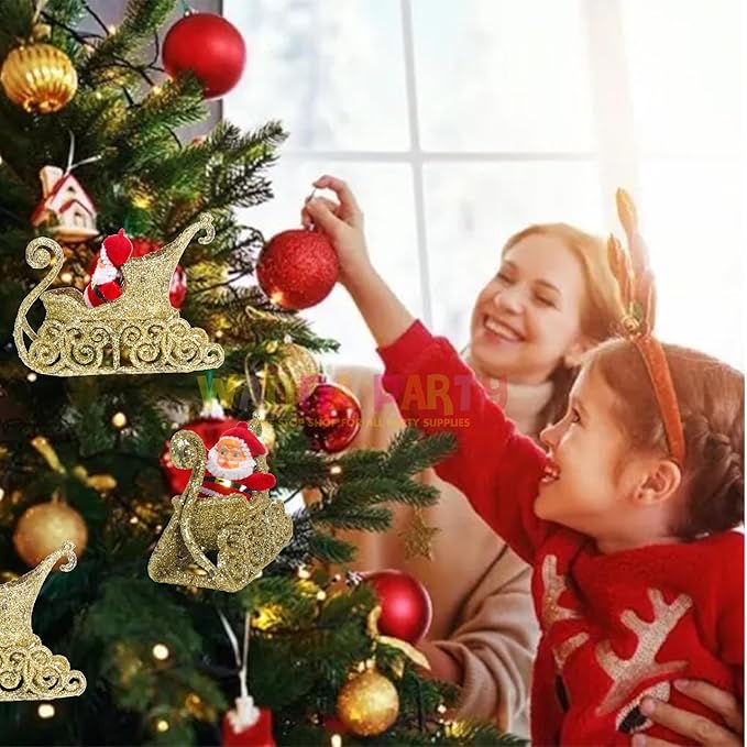 Baby Santa on a Sledge Christmas Scene Decorations Christmas Home Decorations Gifts- 1 Pieces | Size 12 x 9 Cm