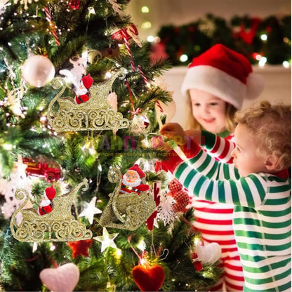Baby Santa on a Sledge Christmas Scene Decorations Christmas Home Decorations Gifts- 3 Pieces | Size 12 x 9 Cm…