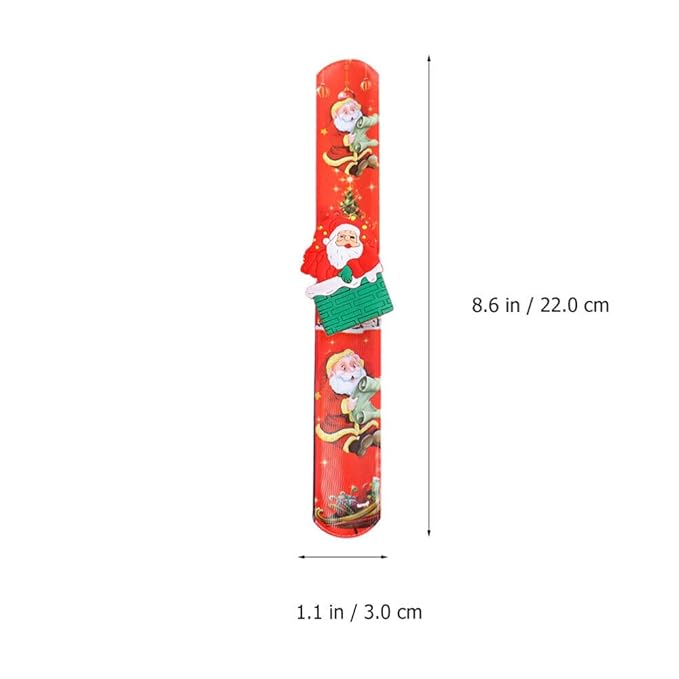 Set of 4 Christmas Slap Bracelets, Christmas Light Slap Bands Bracelets Toys Santa Claus Slap Wristbands for Christmas Party Favors (4 Randomly Design)