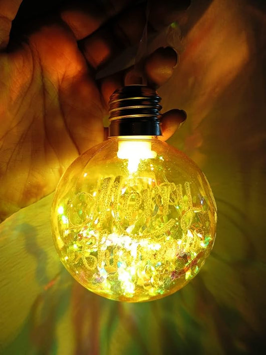 Christmas Light Ball Tree Hanging with Merry Christmas Printed, Hanging Ornaments, Reusable Ball Hangings for Christmas Tree Decorations- 2 PCS (Color B)