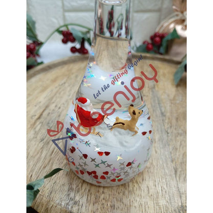 Christmas Decoration & Paperweight, 14 cm, White Liquid with Sparkling Stars