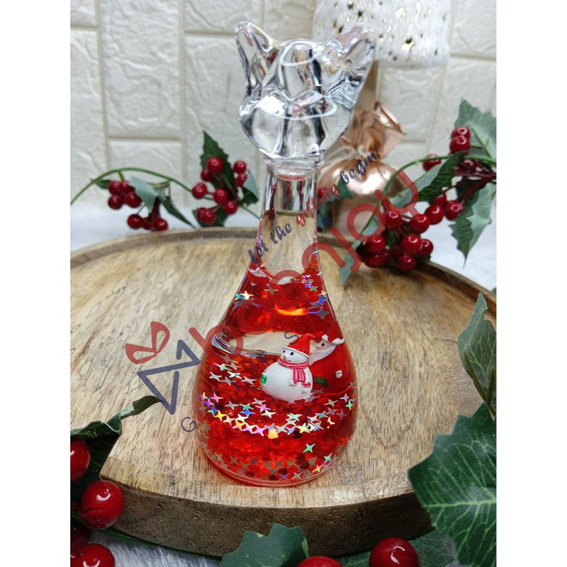 Christmas Decoration & Paperweight, 14 cm, Red Liquid with Sparkling Stars