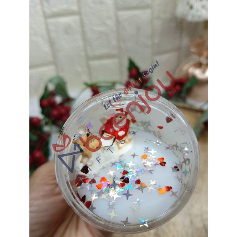 Christmas Decoration & Paperweight, 14 cm, White Liquid with Sparkling Stars