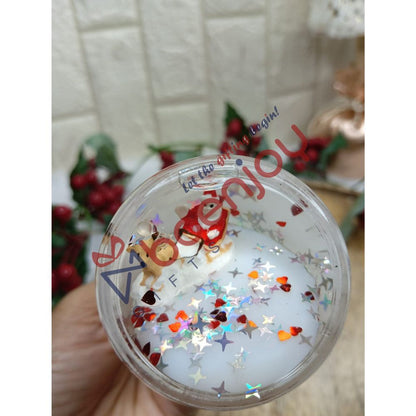 Christmas Decoration & Paperweight, 14 cm, White Liquid with Sparkling Stars