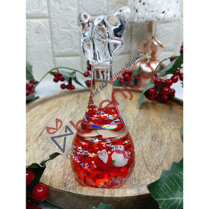 Christmas Decoration & Paperweight, 14 cm, Red Liquid with Sparkling Stars