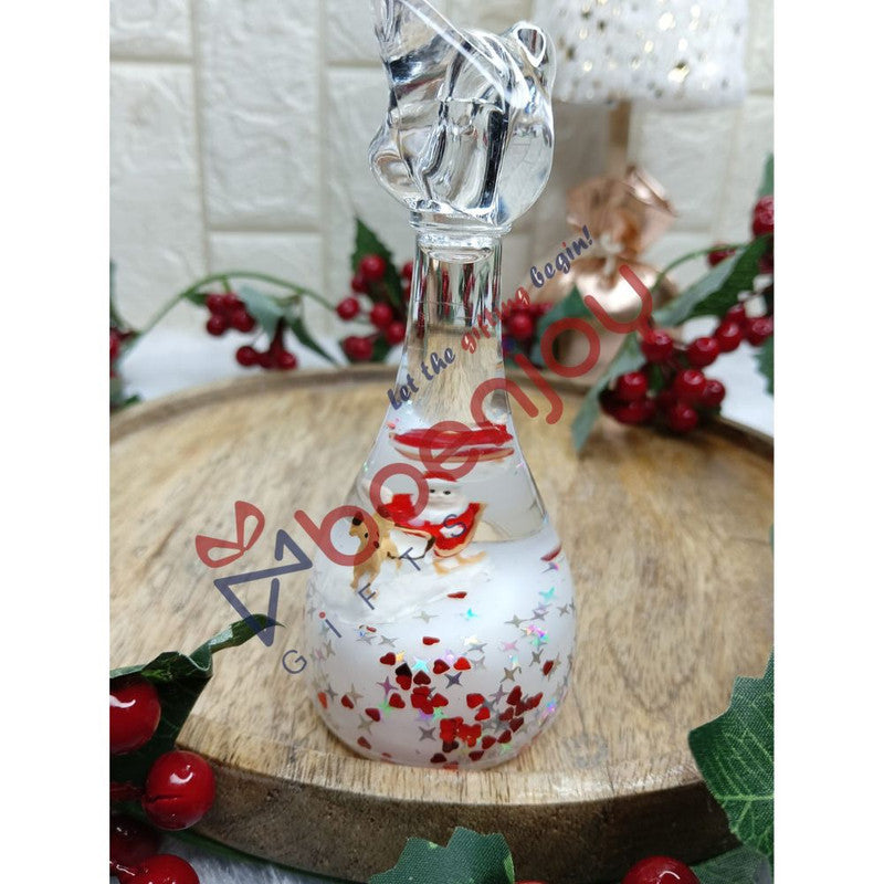 Christmas Decoration & Paperweight, 14 cm, White Liquid with Sparkling Stars