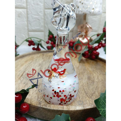 Christmas Decoration & Paperweight, 14 cm, White Liquid with Sparkling Stars