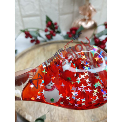 Christmas Decoration & Paperweight, 14 cm, Red Liquid with Sparkling Stars