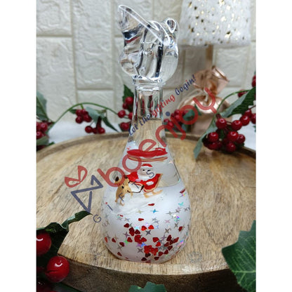 Christmas Decoration & Paperweight, 14 cm, White Liquid with Sparkling Stars