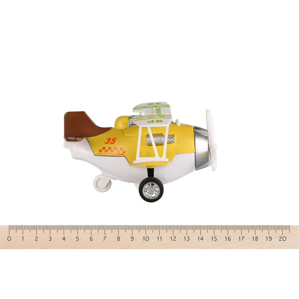 Die Cast Metal Pull Back Plane | 11.5 CM | Light & Music | Collectible Gift (Yellow)