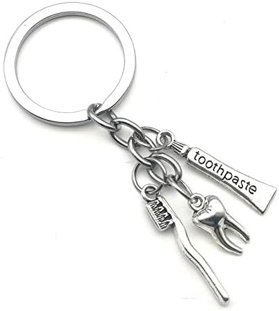 Teeth Toothbrush Toothpaste Keychain | Dental Gift for Doctors or Nurses