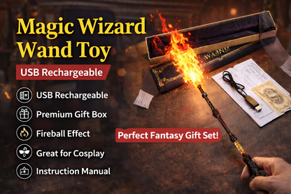 Harry Potter Magic Wand with Fire Effect | Wizard Fire Spitting Wand Costume Prop | Fireball Magic Wand for Party & Halloween | Gift Packaging with Manual | Dumbledore Style Wan