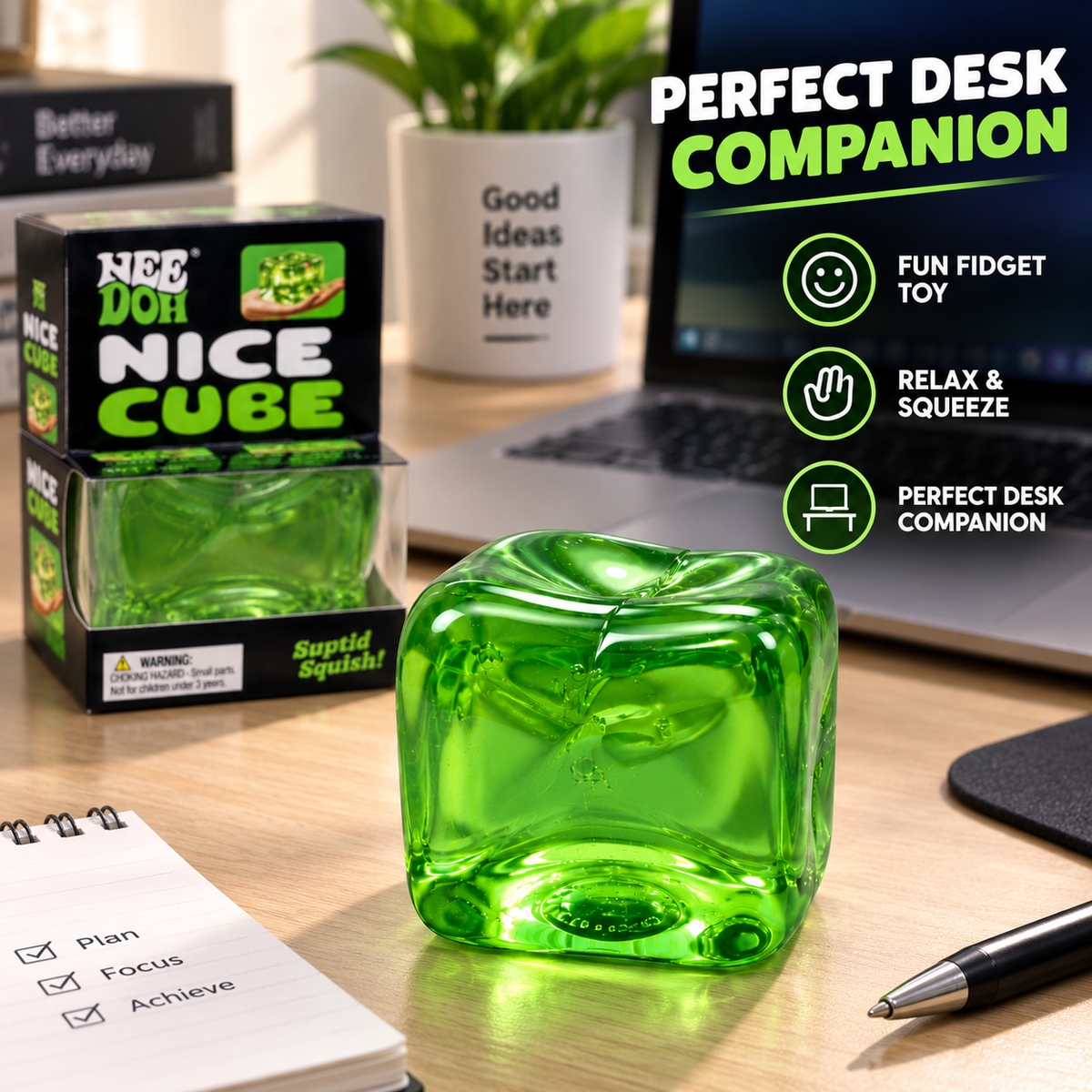 Monster Nice Cube Squishy Toy 6 x 6 x 6 CM – Soft Squeeze Cube for Desk, Kids & Teens 1 Pc