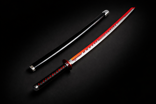 Red Blade Katana Sword 104 cm – Anime Style Samurai Sword with Scabbard for Cosplay & Display(TANJI RED)
